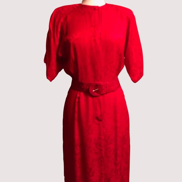 Gorgeous Vintage Argenti Red Silk Dress - Picture 2 of 9